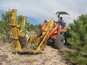 Greenleaf 34" tree spade on Kubota loader